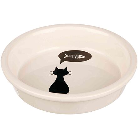 Keramická miska s černou kočkou, s okrajem bílá 0,25 l/13 cm