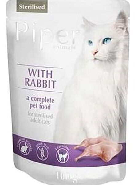PIPER CAT kapsička pro sterilizované kočky, s králíkem, 100g